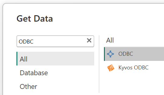 Step 1: Select the ODBC data source in Power BI.