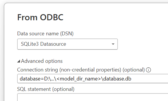 Step 2: Define the database path in the ODBC data source configuration.